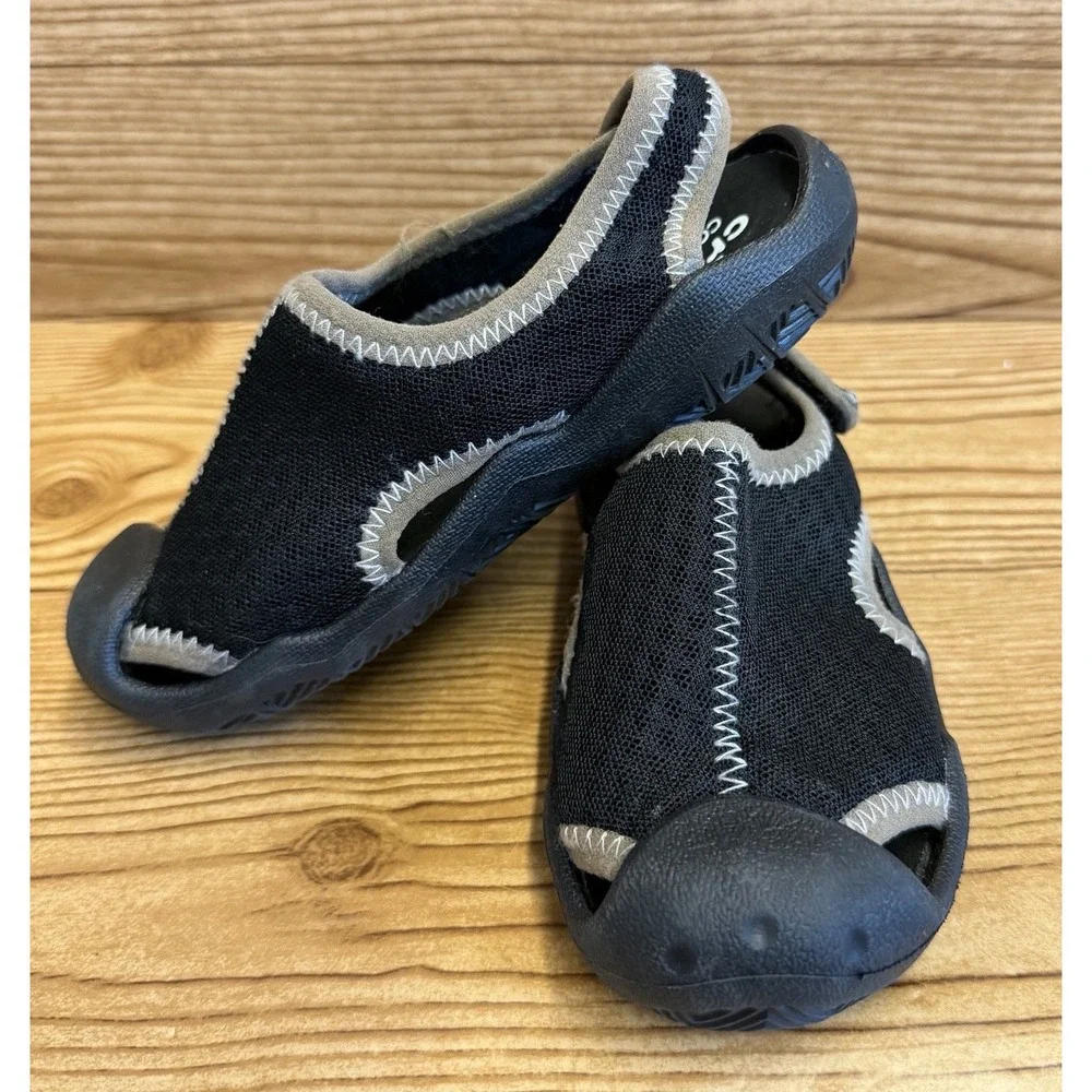Boys Crocs Swiftwater Sandals Closed Toe Slide On Black Water‎ Shoes Childs 11
